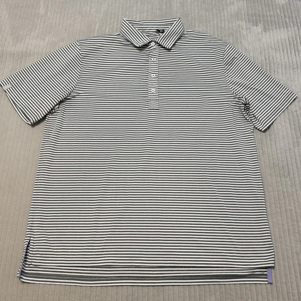 Ralph Lauren RLX Polo Shirt Mens Extra Large XL White Striped Lightweight Golf